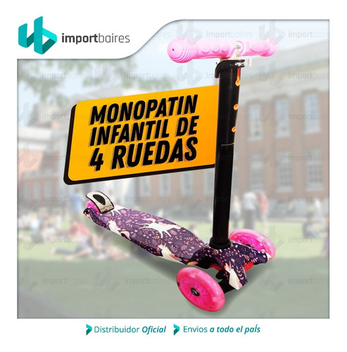 Monopatín Infantil 4 Ruedas Abec 7 Silicona Luces Led