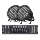 2 Canhão Refletor Par 64 Rgb Triled 3w Triled + Mesa Dmx 512