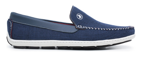 Sapato Masculino Tecido Jeans Mocassim Dock Side Drive