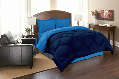 Elegant Comfort 3pc Comforter Set, Full/queen, Navy/aqua