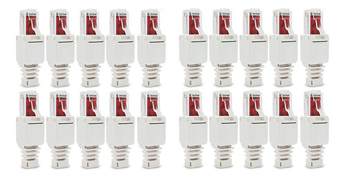 Conector De Red Rj45 Cat6 Lan Utp, 20 Unidades, Sin Herramie