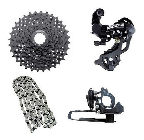 Kit 24v Index Bike Mtb Câmbio 8v Cassete 11-32 Corrente