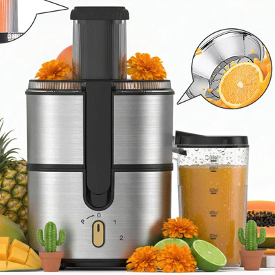 Extractor De Jugos Electrodoméstico Para Frutas Y Verduras 1200w Extractor De Jugos Eléctrico Sin Bpa 3 Velocidades Jarra 800ml 70mm Big Mouth Pro Extractor De Jugos Automatico Vivacasa Color Plateado | Envío gratis