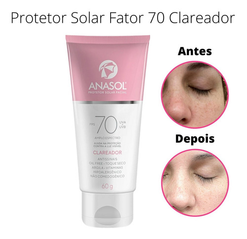 Anasol Protetor Solar Clareador Facial Rosto Fator Fps 70 