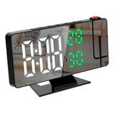 Relógio Despertador Projetor Led Espelhado Data Temperatura