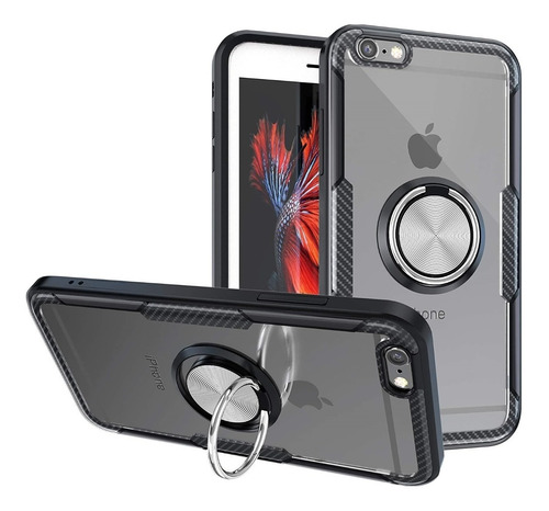 Capa Para Apple iPhone 6 E 6s (tela 4.7) Carbon Clear Anel