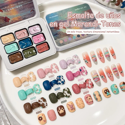 Set De Esmaltes De Uñas De Gel Sólido De 9 Colores, Serie Mo Multicolor | Envío gratis