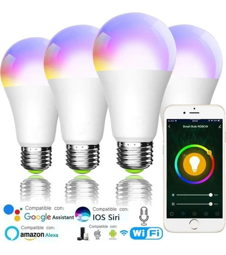 Foco Inteligente E27rgb Wifi7w Alexa,google Asist. Aplic 4pz