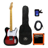 Guitarra Electrica Telecaster + Amplificador Funda Cable 