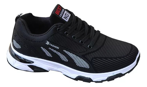 Tenis De Correr Impermeables De Cuero Negro Para Hombre