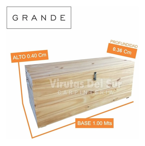 Baúl De Madera  Grande 100x40x36cm Virutas Del Sur