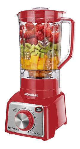 Liquidificador Turbo Inox Vermelho Mondial L-1000-ri 220v