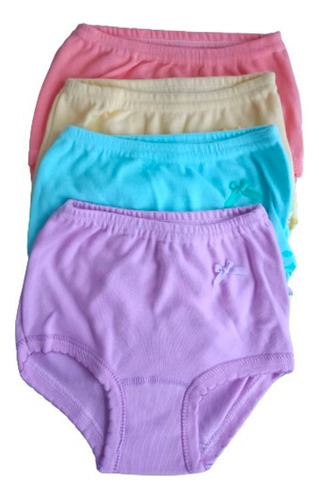 4 Pantaletas Algodón Niñas Panties Calzones Colores Tallas