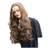 Lace Front Cacheada Longa 60cm Linda Uso Diário Castanho