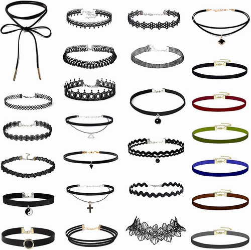 26pz Gargantilla De Collares Accesorios, Encaje Negro Choker