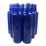 9botellas D Vidrio Azul Hooponopono Con Corcho Agua Solariza