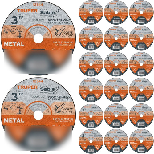 Disco Corte Fino De Metal / Acero Inox 3 Pulgadas (20 Pzas)