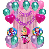 Set Decoración Globos Masha Y El Oso Cumpleaños 