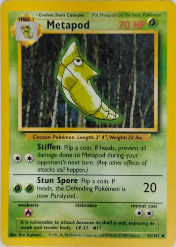 Pokémon Tcg Light Metapod 54/102