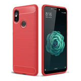 Funda Tpu Flex Para Xiaomi Mi 8 M1803e1a Fibra De Carbon Color Rojo