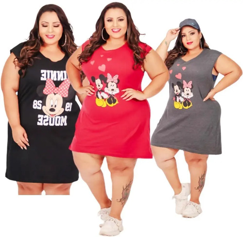 Kit 03 Vestidos Plus Size Feminino Tamanhos Grandes G1- G5