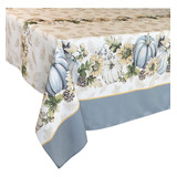 Newbridge Mantel De Tela Con Borde De Calabaza Azul Para Acc