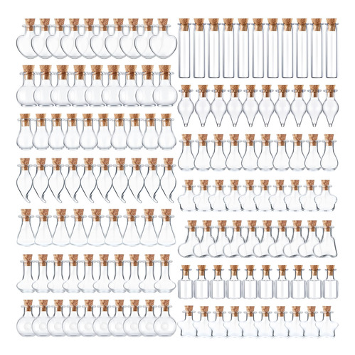 140 Piezas Pequenas De Botellas De Vidrio Con Tapones De Cor
