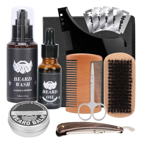 Kit Aseo Y Cuidado Barba Bigote Cuchillas Afeitado Men 10pz