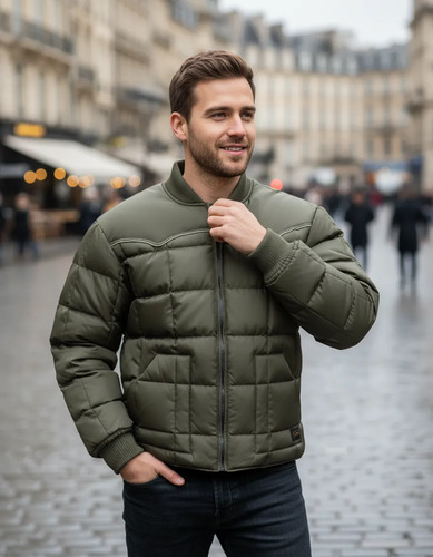 Chamarra Caballero Invierno Con Pluma De Ganso Impermeable