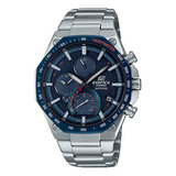 Reloj Casio Edifice Slim Solar Bluetooth Acero Hombre Color De La Correa Plateado Color Del Bisel Azul