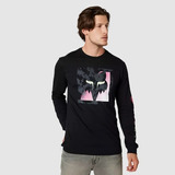 Polera Fox Manga Larga Premium  Detonate Negro