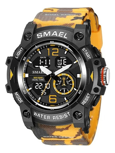 Relógio Masculino Camuflado Camo Yellow Exército Smael 8007