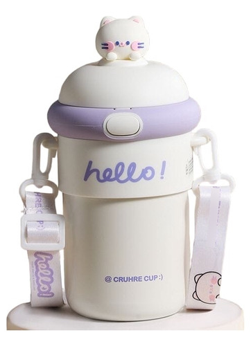 Termo Infantil Acero Inox C/sorbete Y Tapa Muñequitos 510 Ml