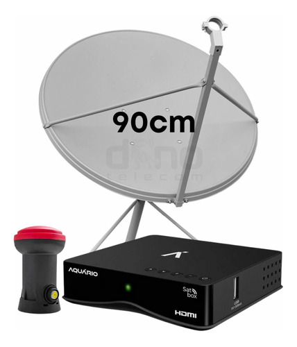 Kit 1 Receptor Digital Satbox Aquário - Antena 90cm Lnbf Ku