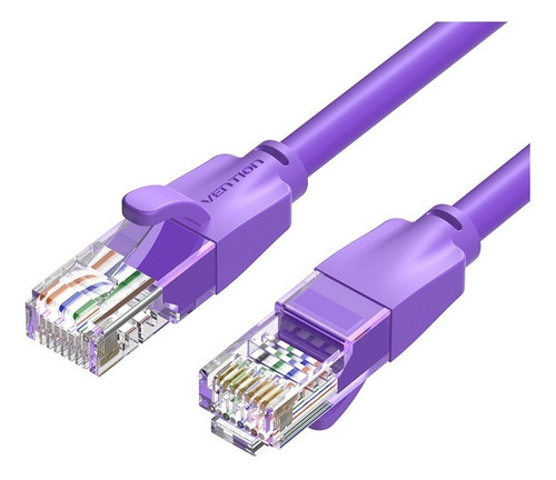 Cable De Red Vention Cat6 Certificado - 1 Metro - Reforzado - Premium Patch Cord - Utp Rj45 Ethernet 1000 Mbps - 250 Mhz - Cobre - Pc - Notebook - Servidores - Camaras Seguridad - Violeta - Ibevf