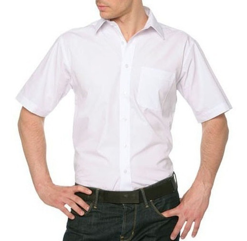 Camisa Hombre Lisa Color M/ Corta Talle Especial 46 48 50 52