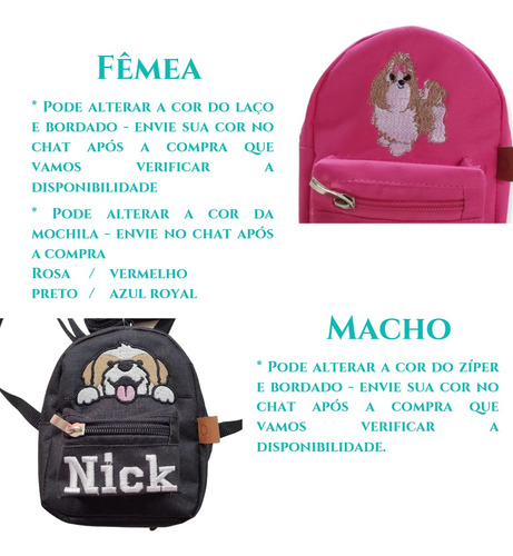 Mochila Bolsa Para Cachorro Personalizada Com Nome E Raça