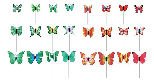 24 Piezas De Jardinería Jardinera Mariposa Estacas