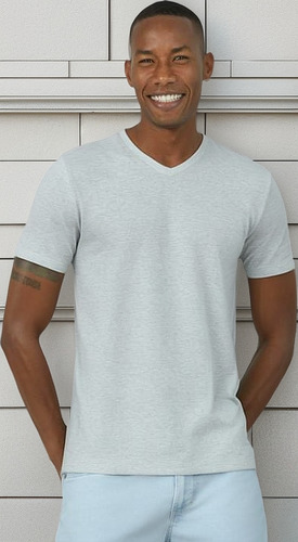 Camiseta Básica Masculina Gola V Malwee Original Algodão