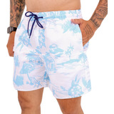 Kit 3 Short Masculino Mauricinho Estampado Tactel Moda Praia