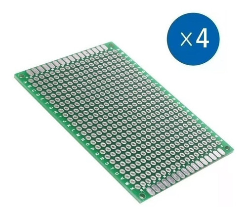 Pack De 4 Placas Perforadas Pcb Fr4 Doble Cara 50 X 70mm 