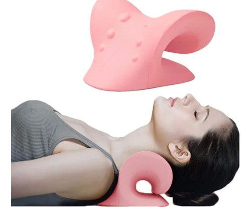 Almofada Relaxador Pescoço Dispositivo Tração Cervical Rosa