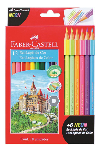 Lapices De Colores Eco X12 L + 6 Colores Neón Faber-castell