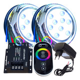 Kit 02 Led 9w Piscina Rgb + Touch Fonte + Adaptador 3/4 25mm