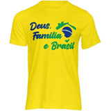 Camiseta Bolsonaro Deus Brasil E Família 100% Algodão  