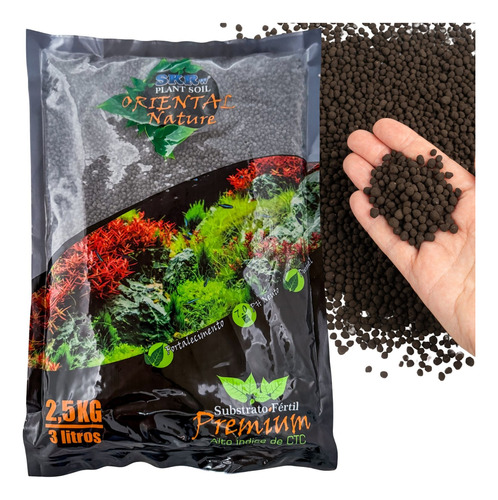 Substrato Fértil Aquário Plantado Premium 2,5kg Preto Skrw