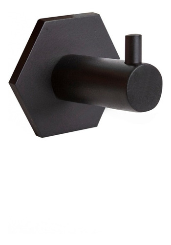 Percha Simple Hexa Negro Mate 4700.5 Ottone Baño Accesorio