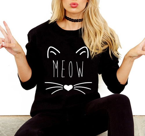 Sudaderas Sweater Gato Meow Cat Increible Moda Unsx + Regalo