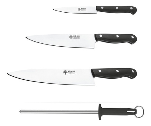 Set 3 Cuchillos Chef Gourmet  Arbolito + 1 Chaira Starrett