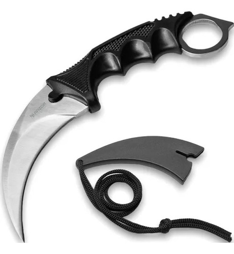 Cuchillo Karambit Plateado Csgo Táctico Razor Incluye Funda